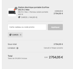 How to insert a promo code on the Ecoflow website?