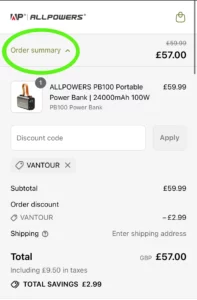 How to insert Allpowers discount code on UK website ?