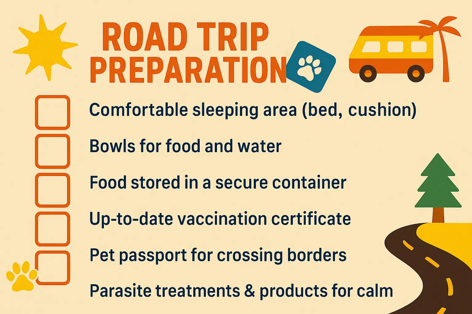 Pets Road Trip checklist