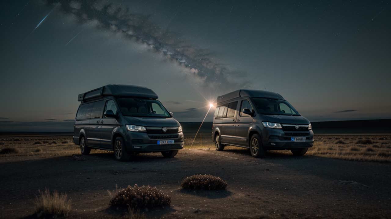 motorhome in a plain in the middle of nowhere