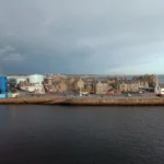 Aberdeen waterfront, the Granite City with its grey granite buildings, Scotland