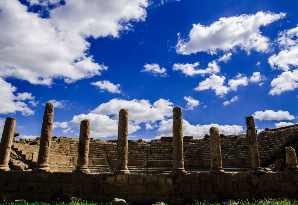 The Roman theater of the ruins of Timgad in Algeria