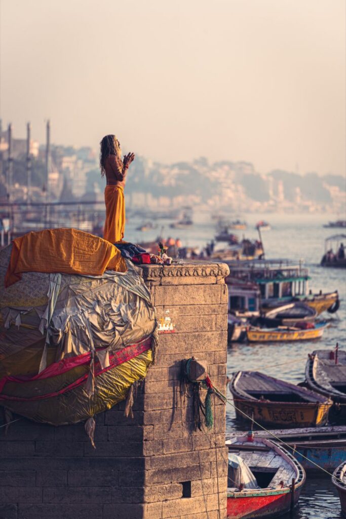 The Ganges ghats in Varanasi at dawn