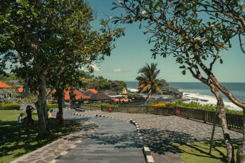 Tanah Lot temple perched on its rock in Bali