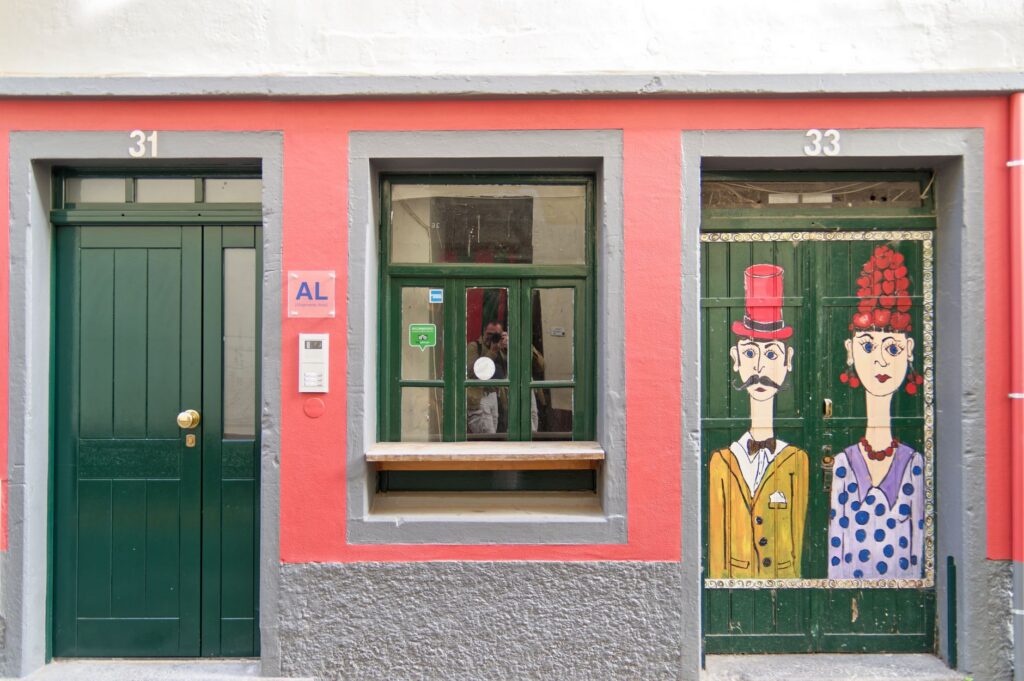 The painted doors of Funchal old town in Madeira