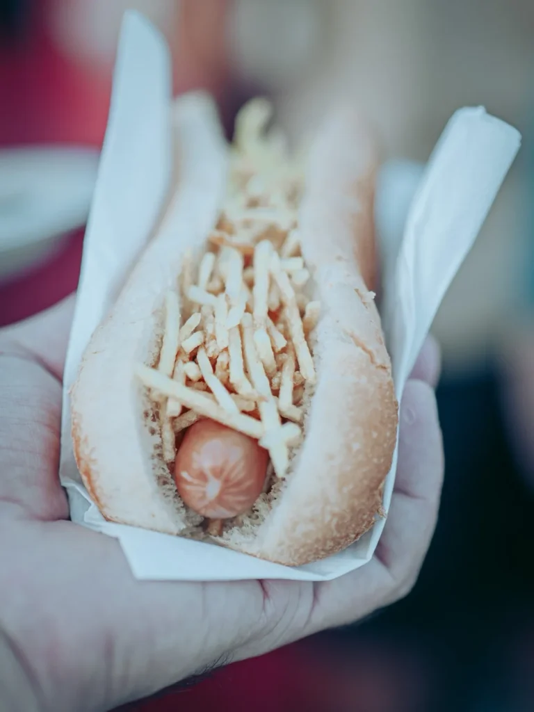 Cachorro, the Portuguese hot dog topped with chips, at the São João de Tavira
