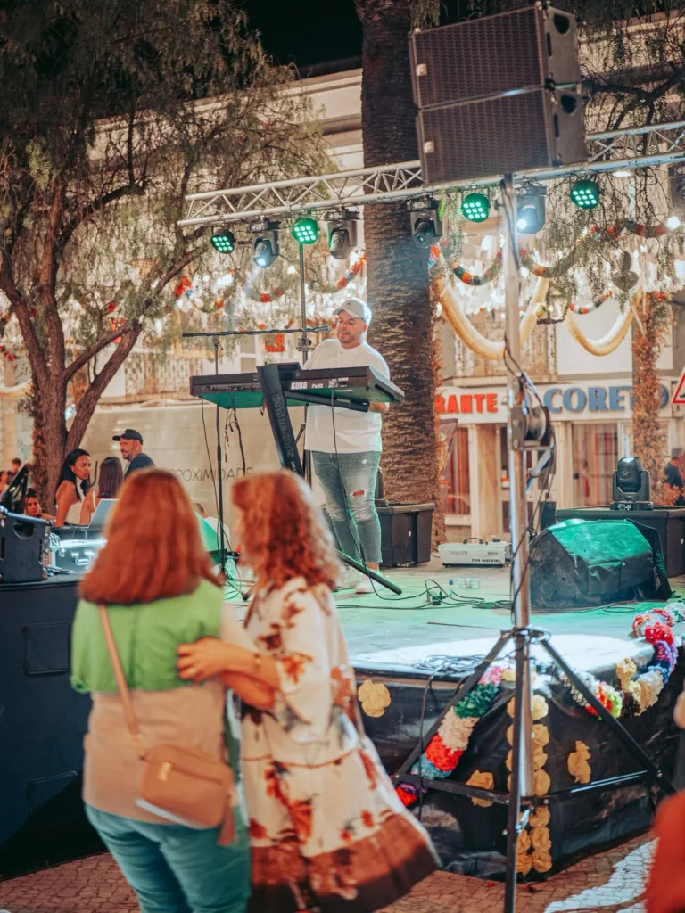 Night scene and dancing after the São João fireworks in Tavira