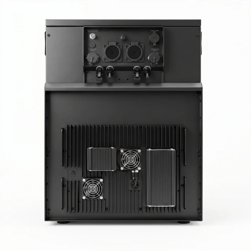 Rear view of the AllPowers BS5000 PRO and its connections