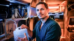 Water management in a van, camper van, or converted van for vanlife