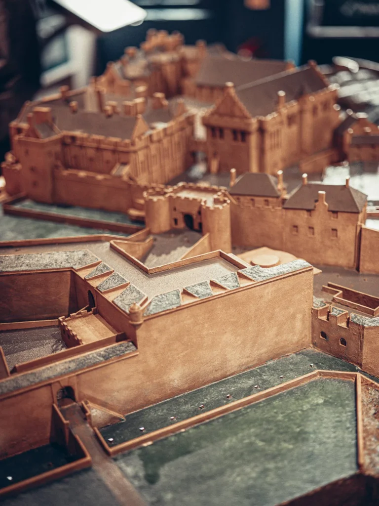 The scale model of Stirling Castle on display in the Casemates, next to the garden by the entrance.