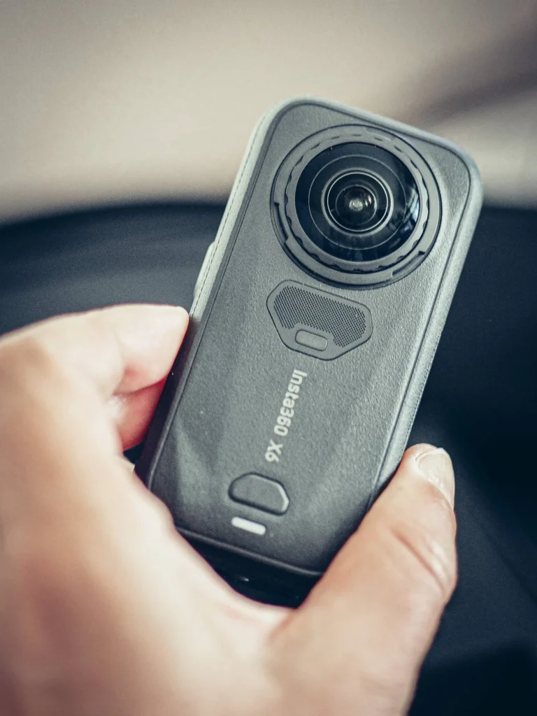 Close-up of the Insta360 X6 case held in hand