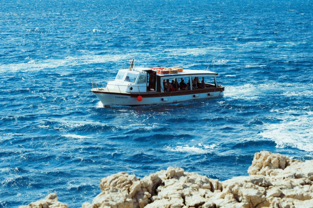 A boat off the Croatian islands, where mobile coverage becomes patchy