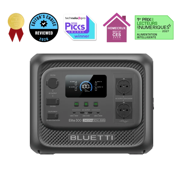 Portable power station BLUETTI Elite 300 with 3,014 Wh, front view