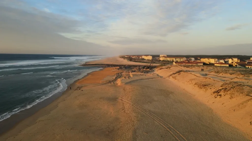 Mimizan beach and coast from above