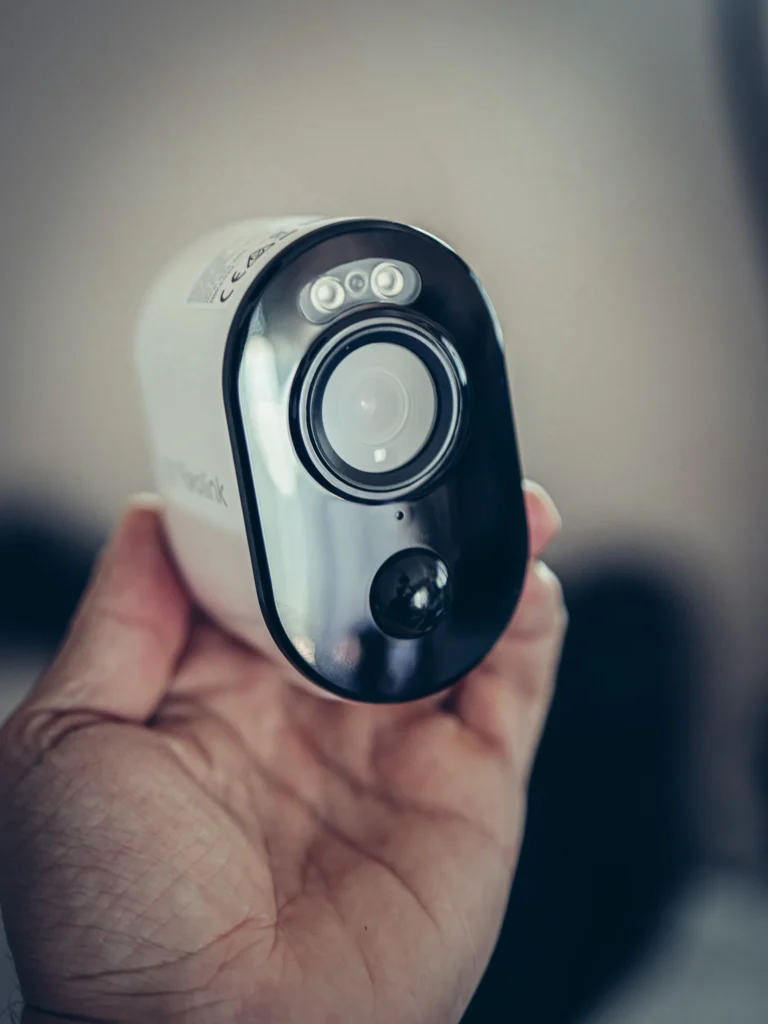 Front face of the Reolink Argus 3 Ultra with the lens, infrared LEDs, and PIR sensor